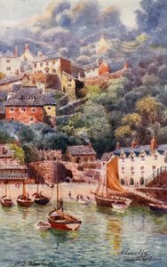 Port, Clovelly (kolorowa litografia)