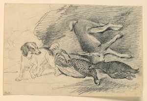 Badanie psa obok zabitej gry autorstwa Henry Bernard Chalon
