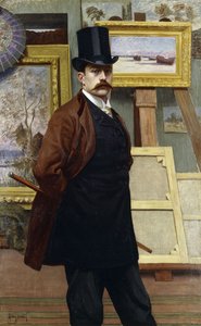 Autoportret artysty w jego pracowni (olej na płótnie) autorstwa Henry Bouvet