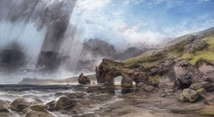 Skaliste wybrzeże w Padstow w Kornwalii, autorstwa Henry Bright
