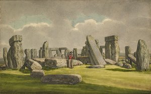 Stonehenge z W.W.W., ukazujący ruiny z żołnierzem, 1824-1839 autorstwa Henry Browne
