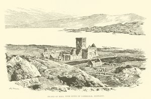 Wyspa Iona, z ruinami katedry, Szkocja (rycina)