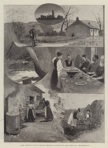 Wolna kolonia komunistyczna w Anglii, szkice na farmie Clousden Hill, Forest Hall, Northumberland autorstwa Henry Charles Seppings Wright