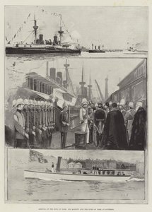 Przybycie króla Syjamu, Jego Królewskiej Mości i Księcia Yorku w Spithead autorstwa Henry Charles Seppings Wright