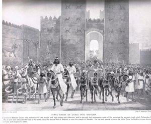 Wejście Cyrusa do Babilonu, ilustracja z „Historii narodów Hutchinsona” autorstwa Henry Charles Seppings Wright