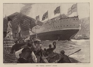 HMS Royal Arthur na powierzchni (grawerunek) autorstwa Henry Charles Seppings Wright