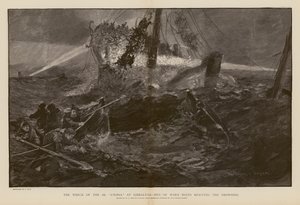 Ratowanie tonących podczas katastrofy SS Utopia w Gibraltarze (rycina) autorstwa Henry Charles Seppings Wright
