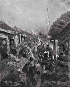 Grabież Pekinu przez rebeliantów Li (litografia) autorstwa Henry Charles Seppings Wright