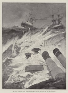 Manewry morskie, widok dziobu HMS Repulse na morzu czołowym u wybrzeży Irlandii autorstwa Henry Charles Seppings Wright