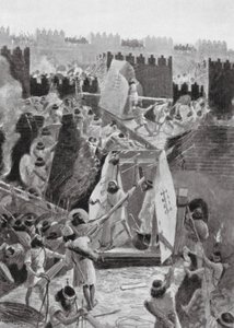 Persowie szturmujący cytadelę Babilonu (litografia) autorstwa Henry Charles Seppings Wright