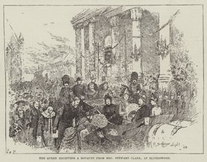 Królowa otrzymująca bukiet od pani Stewart Clark w Blythswood autorstwa Henry Charles Seppings Wright