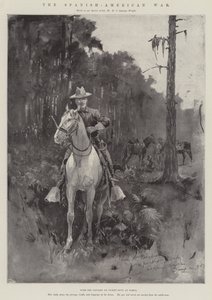 Wojna hiszpańsko-amerykańska z Kawalerią Picket Duty w Tampie (grawerowanie) autorstwa Henry Charles Seppings Wright