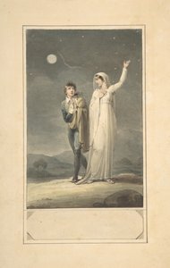 Projekt „Pejzaż nocny z dwiema postaciami” do grawerowanej ilustracji książkowej, 1807-44. autorstwa Henry Corbould