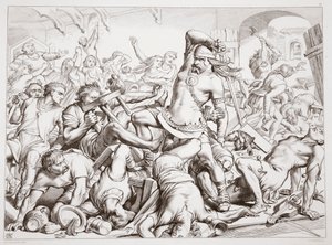 How Hereward cleared Bourne of Frenchmen, ilustracja z Hereward the Great przez Charles Kingsley, pub. 1870, rytował C.G. Lewis (staloryt) autorstwa Henry Courtney Selous