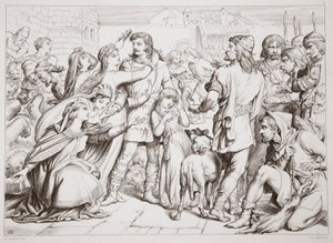 Jak Hereward zabił niedźwiedzia, ilustracja z Hereward the Great Charlesa Kingsleya, wyd. 1870, grawerowane przez C.G. Lewis (grawerowanie blachy stalowej) autorstwa Henry Courtney Selous