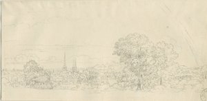 Lichfield - Widok odległy: rysunek piórkiem, nd [1788-1855] (rysunek) autorstwa Henry Curzon Allport