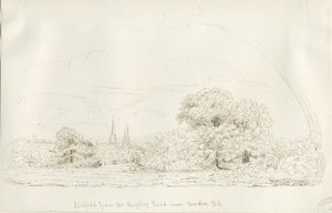 Lichfield - North View (odległe): rysunek piórkiem, nd [1788-1855] (rysunek)