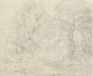 Tamworth - Widok wiejski: rysunek piórem i tuszem, bd [1788-1855]