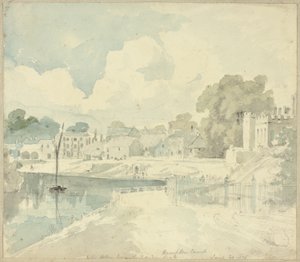 Hampton Court View zaczerpnięty z siedzenia ogrodowego autorstwa Henry Edridge