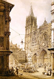 Katedra w Rouen, front zachodni autorstwa Henry Edridge