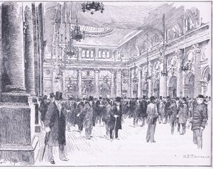 Wewnątrz Royal Exchange w Manchesterze, ilustracja z Cassells History of England, 1900 autorstwa Henry Edward Tidmarsh