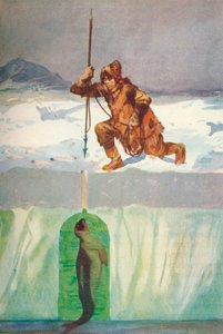 „Eskimos zamierza przebić pieczęć przez otwór oddechowy”, c1927, 1928 autorstwa Henry Evison