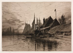 Wieczór, port w Nowym Jorku, 1884. autorstwa Henry Farrer