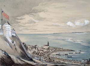 Fort i wieś Mackinaw, z obozowiskiem indiańskim, wrzesień 1842 (wc na papierze)