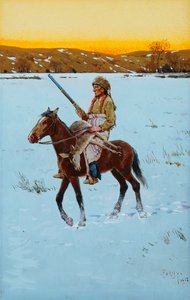 Indianin powracający z polowania, 1912