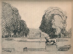 W melancholijnej ramie ze starych ściętych drzew, ok. 1927, 1927