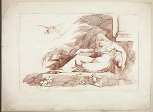 Śpiąca kobieta z Kupidynem autorstwa Johann Heinrich Füssli