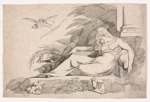 Śpiąca kobieta z Kupidynem, 1780-1790. autorstwa Johann Heinrich Füssli