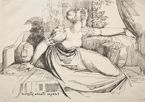 Okazy poliautografii: kobieta na kanapie. autorstwa Johann Heinrich Füssli