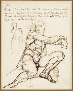 Studium Ignudo w Kaplicy Sykstyńskiej w Rzymie (recto); Parafraza Ignudo siedzącego w prawym górnym rogu proroka Jeremiasza w kaplicy w Rzymie (verso) autorstwa Johann Heinrich Füssli