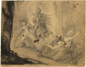 Teodor spotyka w lesie widmo swojego przodka Guido Cavalcantiego, ścigającego z mastifami swoją byłą pogardliwą kochankę autorstwa Johann Heinrich Füssli
