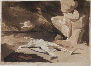 Tetyda opłakuje ciało Achillesa autorstwa Johann Heinrich Füssli