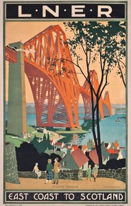 Plakat London and North Eastern Railway reklamujący podróże ze wschodniego wybrzeża do Szkocji autorstwa Henry George Gawthorn