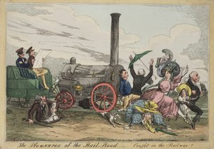 The Pleasures of the Rail Road - Caught in the Railway!, c.1840 (akwaforta ręcznie kolorowana)