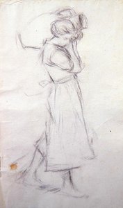 Szkic do „Dziewczyny ze słoikami” (ołówek na papierze) autorstwa Henry Herbert La Thangue