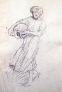 Szkic do „Dziewczyny ze słoikami” (ołówek na papierze) autorstwa Henry Herbert La Thangue