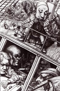 „Całkowicie zapomniał, jak się nazywa”, ilustracja z „Polowania na Snark” Lewisa Carrolla (1832-98) c.1896 (rycina) (zdjęcie czarno-białe) autorstwa Henry Holiday