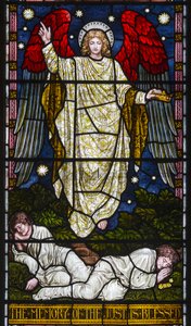 Kirkstall, St Stephen, Heaton Butler & Bayne, Henry Holiday, Pamięć o sprawiedliwych jest błogosławiona, Przysłów rozdział 10, werset 7, c.1870 autorstwa Henry Holiday