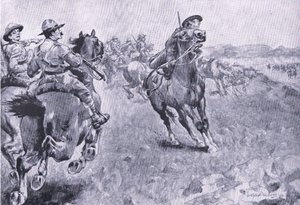 Wyścig o dowództwo Philips Town Road, z książki After Pretoria: The Guerilla War wydanej przez Harmsworth Bros Limited, 1901 autorstwa Henry Inglis Jodrel Sheldon Williams