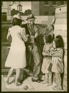 Sprzeczka, ok. 1935 (pranie na papierze) autorstwa Henry J. Hunt