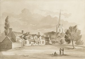 Brewood Church: rysunek w sepii, 1844