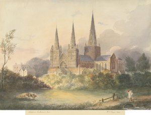 Katedra w Lichfield - widok na zachód: akwarela, 1844