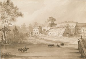Trysull Mill: rysunek w sepii