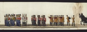Część panoramicznego widoku całego konduktu pogrzebowego Artura, księcia Wellington (kolorowa akwatinta) autorstwa Henry Jr and Sala Alken