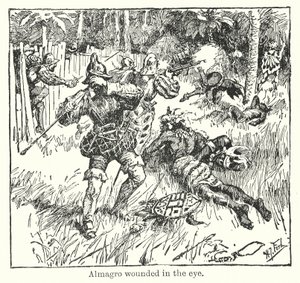 Almagro zraniony w oko (litografia) autorstwa Henry Justice Ford