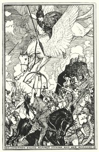 Bellerophon walczy z Myriną i jej Amazonkami (lito) autorstwa Henry Justice Ford